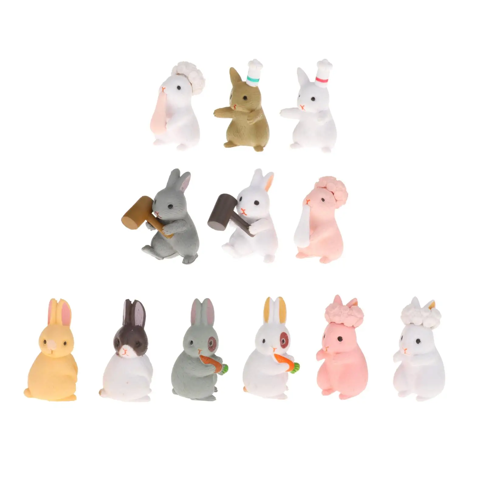 

Миниатюрные фигурки кроликов, мини-фигурки животных, сказочные садовые Декорации для микро-ландшафта, 12 шт.