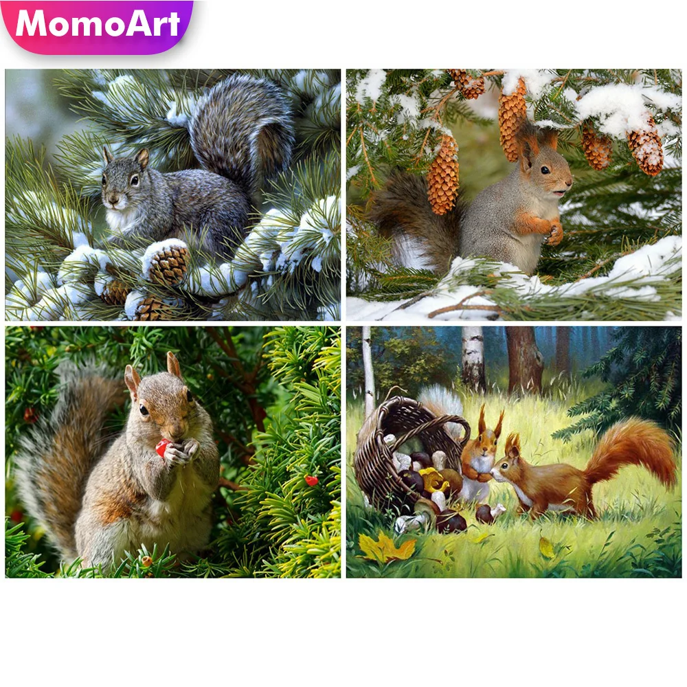 

Momoart 5D алмазная живопись белка Сделай Сам Алмазная вышивка животные мозаика полная искусство стен