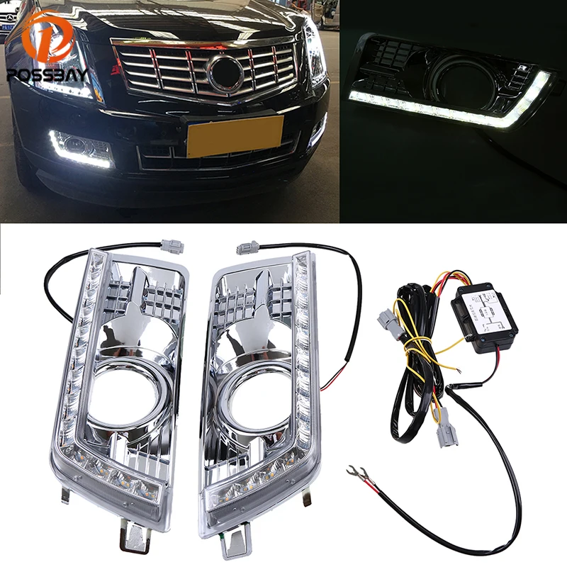 

POSSBAY DRL LED Daytime Running Light for Cadillac SRX II 2010 2011 2012 2013 2014 2015 2016 Fog Lights Signal Lamps Daylights