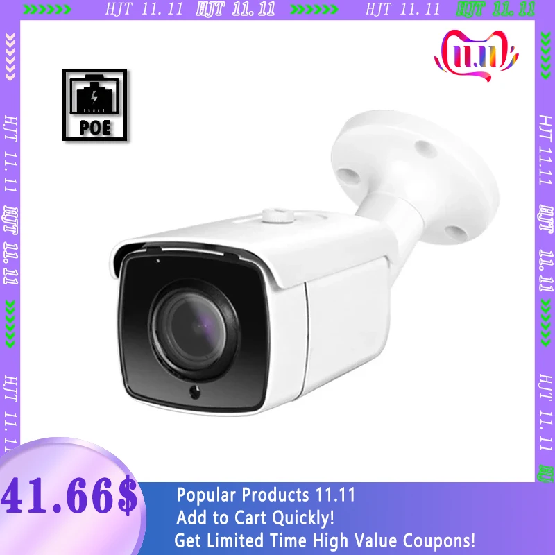 

HJT POE IP Camera 8MP/5MP/2MP 5x Optical Zoom 30mIR Night Vision Waterproof Motion Detection Security Outdoor CCTV TF Card Camhi