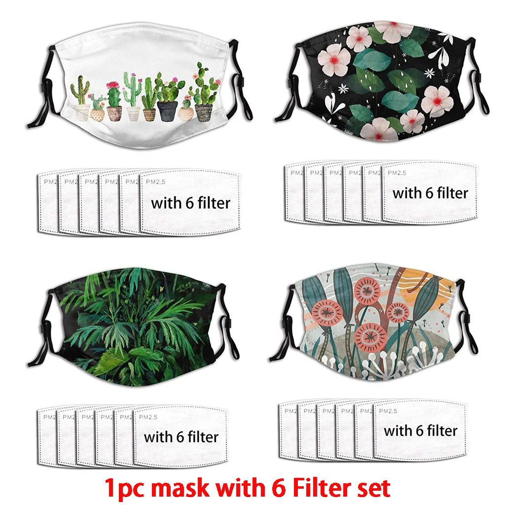 Дышащая Маска для лица PM2.5 с цветочным принтом тканевые защитные маски PM 2 5
