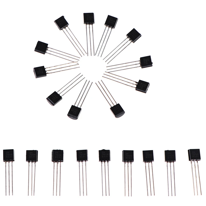 

New 100pcs/lot 2N3906 PNP Straight Insert TO-92 Throught Hole