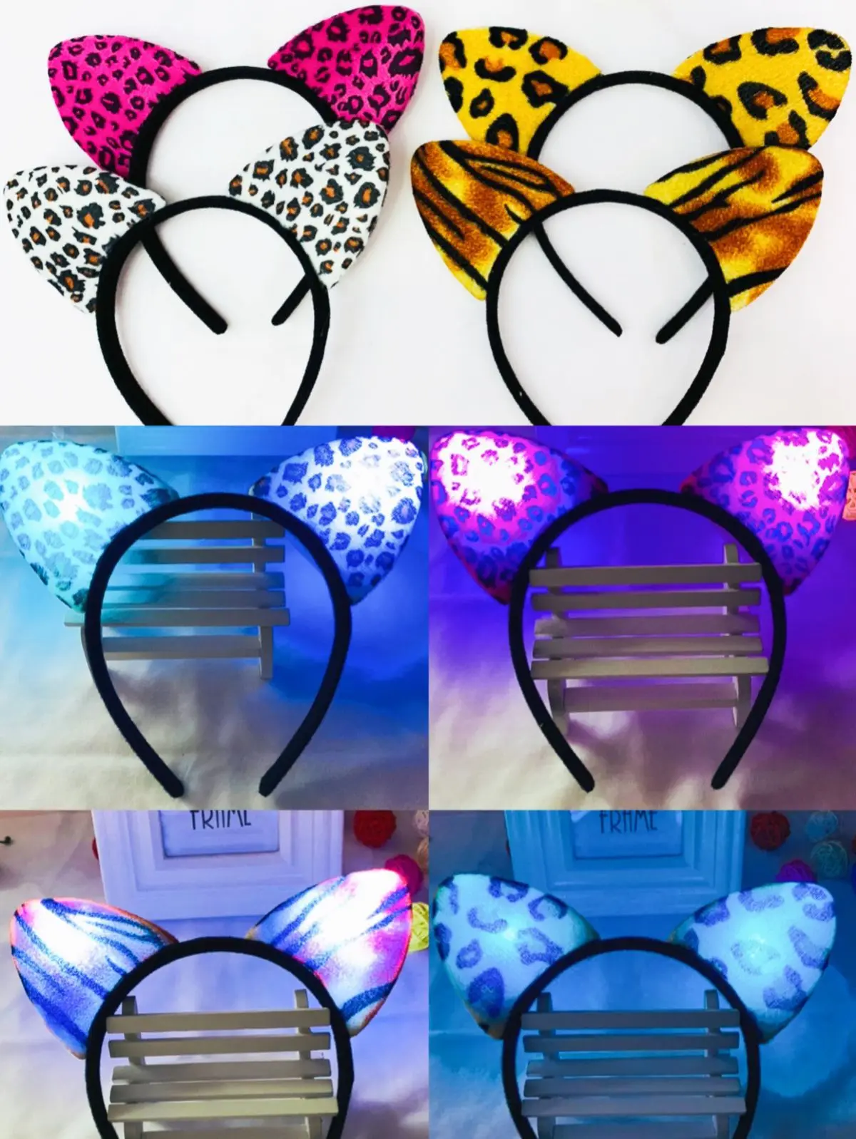 

Fashion Women Cloth Short Plush Tiger Leopard Luminous Fox Cat Ear Headband Hairband Cosplay Party Halloween Christmas