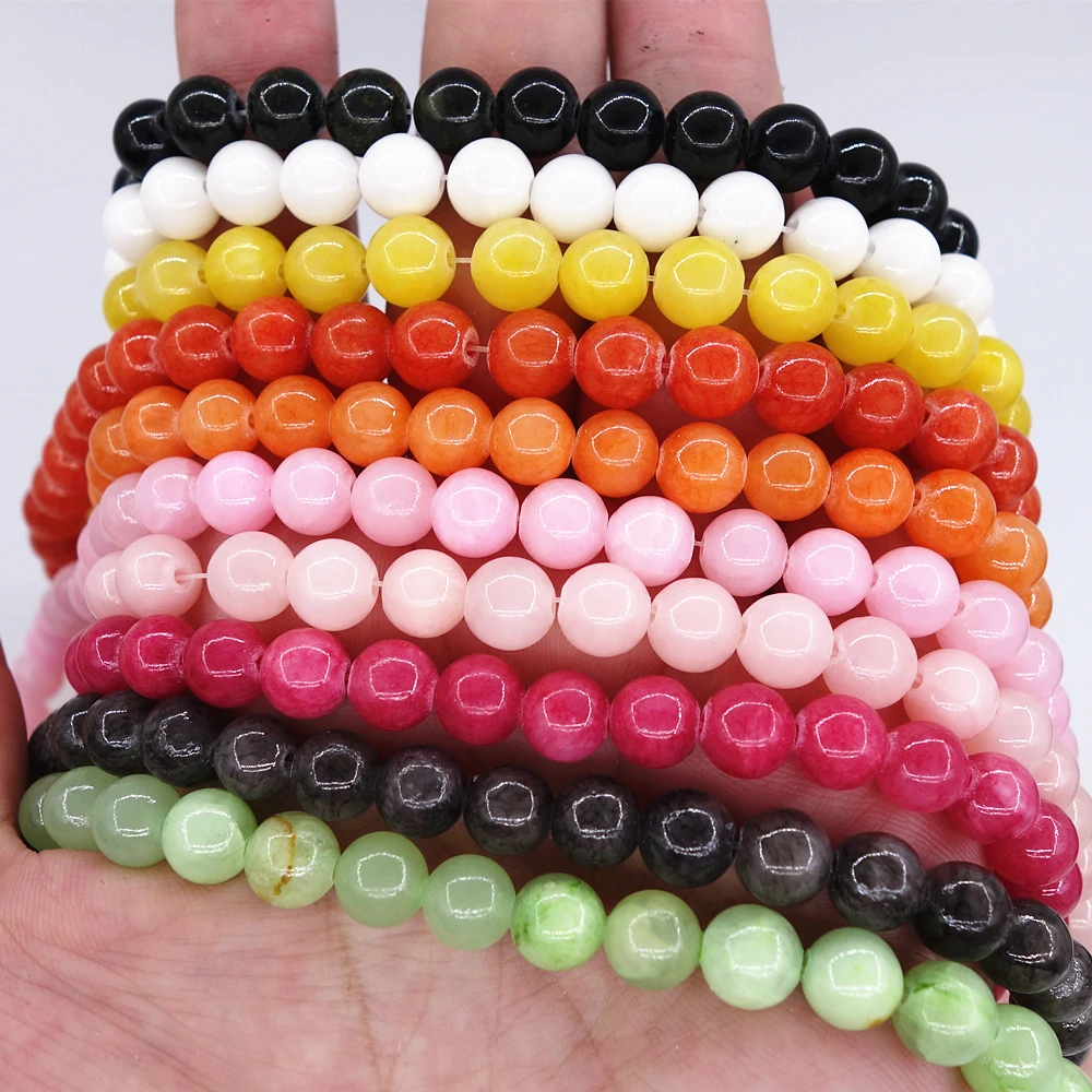 

Clearance Sale Free shipping 10pcs 8mm wholesale Natural Jade Stone Beads Round Loose Beads For Bracelet Jewellery Making