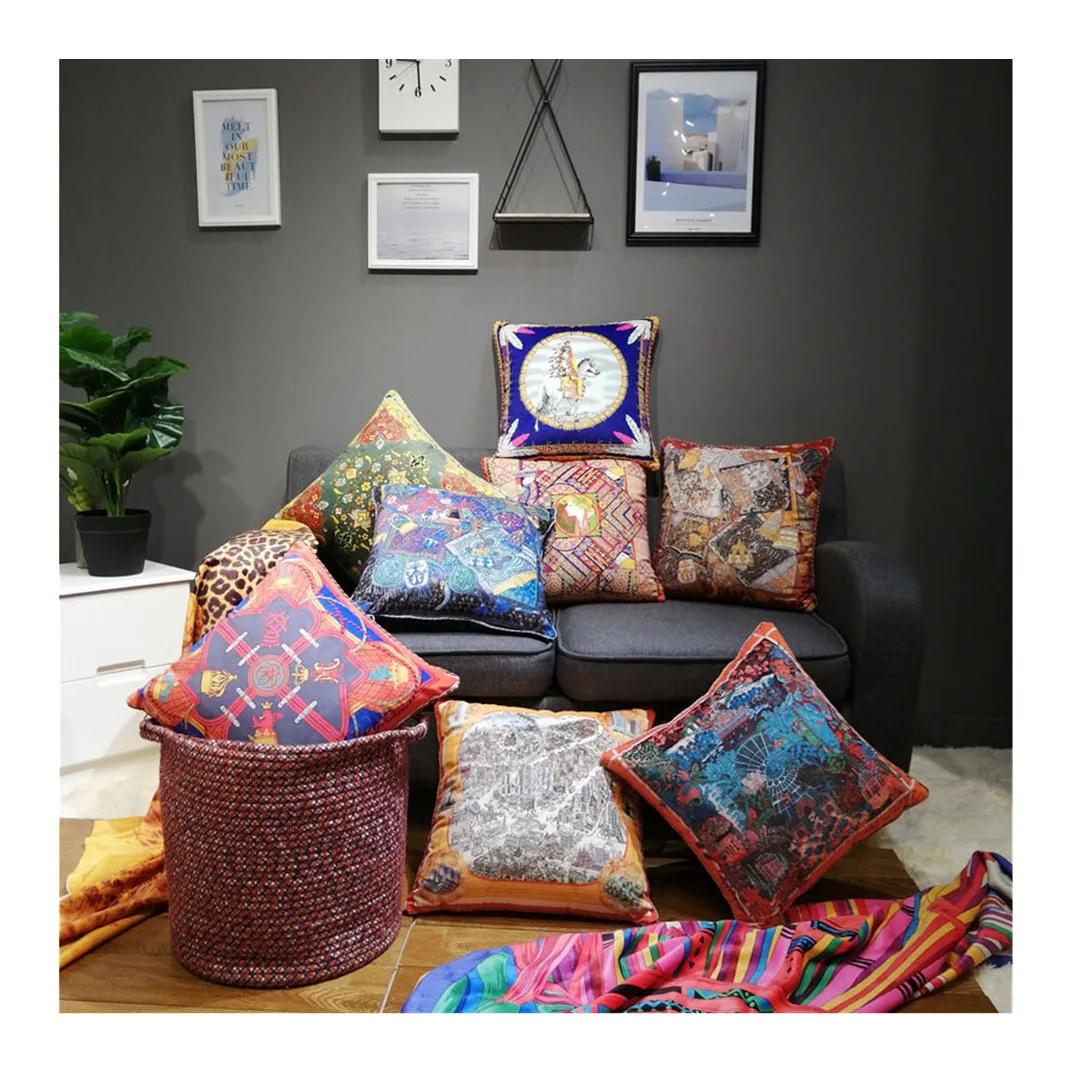 

Бархатная ткань, итальянская Роскошная дуплексная наволочка для домашнего дивана с полным принтом, наволочка без сердечника, автомобильное сиденье, гостиная, спальня