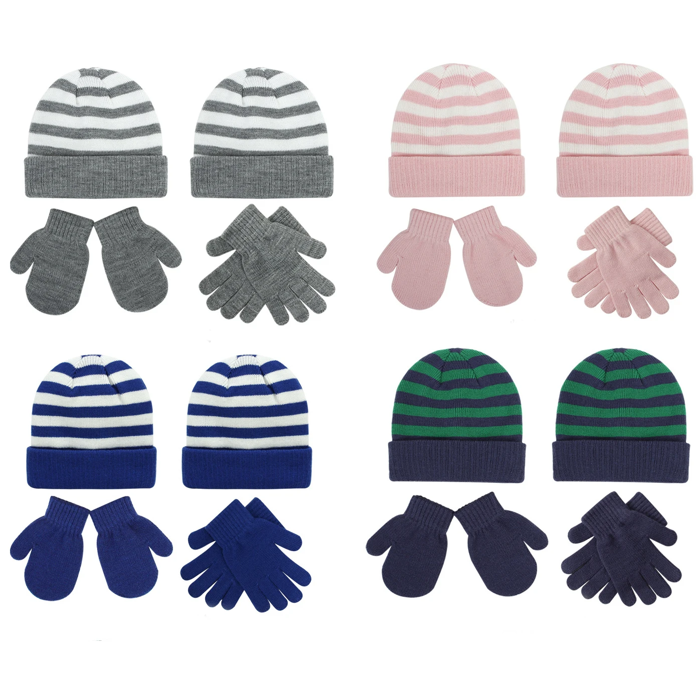 

New Baby Hat Gloves Set Kids Beanie Hats Newborn Bonnet Kids Knitted Hat Girls Cap Baby Boy Caps Infant Toddler Accessories