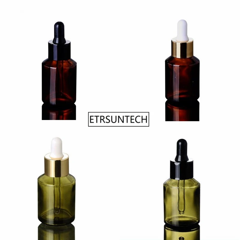 

50pcs Empty Green Amber Glass Liquid Reagent Pipette Bottle 30ml Small Eye Dropper Aromatherapy Essential Oil Bottle F3381