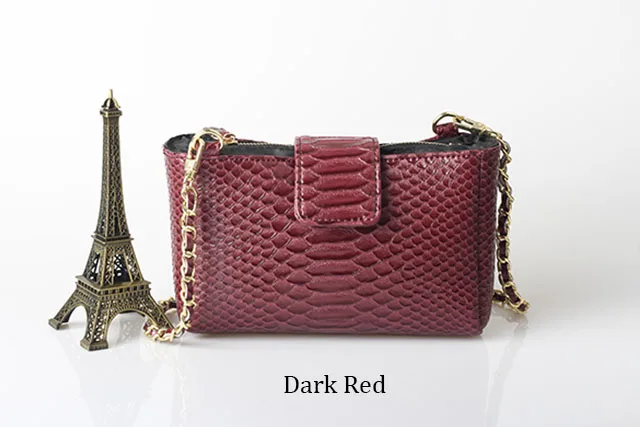 Dark Red Дизайн, Сумки из натуральной кожи для женщин, сумки через плечо, змеиная цепь, клатч, роскошные дизайнерские сумки с крокодиловым узором - Цвет: Dark Red
