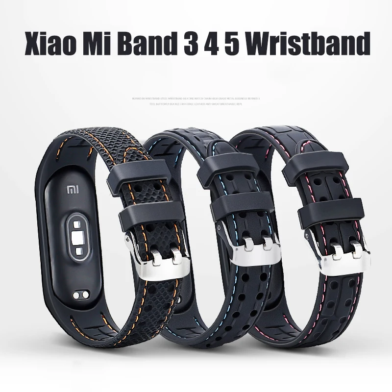 

Silicone Smart watchband For Xiaomi Mi band 5 mi band 6 5 4 3 for Amazfit band 5 beacelet belt for Mi band 4 5 wirst strap