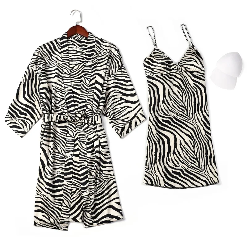 Пикантный весенний женский халат с принтом из 2 предметов банная рубашка топ на