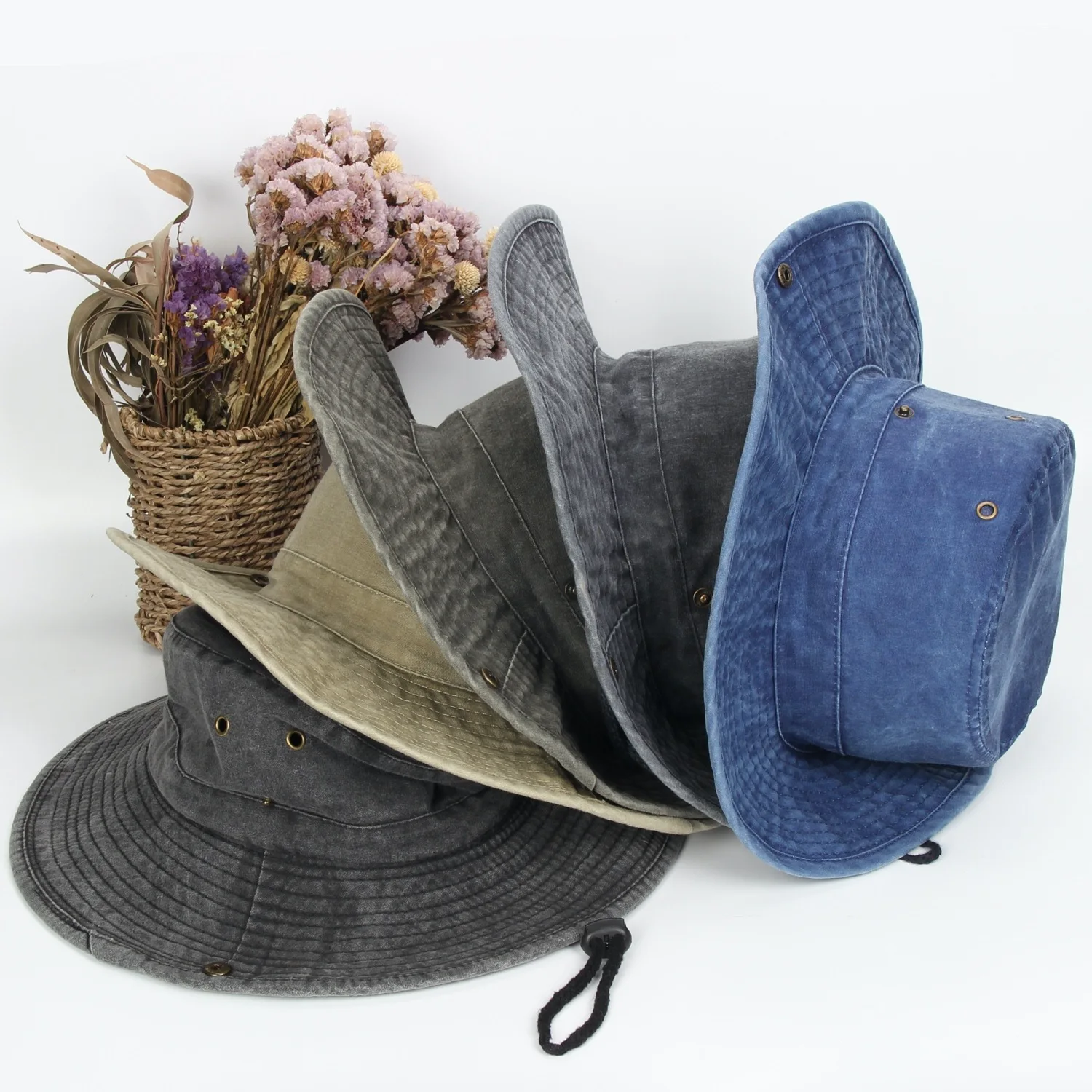 

100% cotton water washed fisherman's hat outdoors jungle boonie hat lady hat traveling panama hat men big size bucket hat 60cm