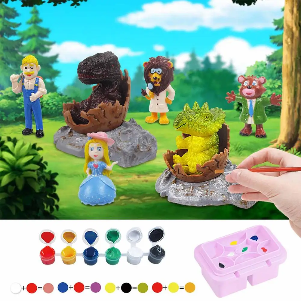 

Dinosaur Model DIY Painted White Hand-painted Figure Set Graffiti Hand Safe And Non-toxic Parent-child Interaction