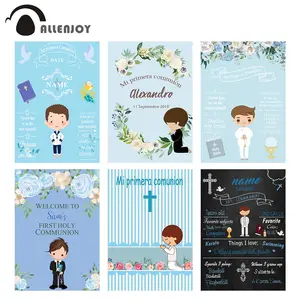 Фон Allenjoy для фотостудии с изображением голубого цветка мальчика Мое Первое Святое Причастие Библейский фон для фотосъемки