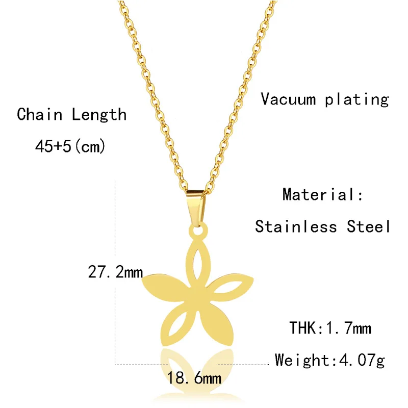 

304 Stainless Steel Chain Necklace Lovely Folwer Pendants Necklace Fashion Female 18K Gold Plated Accessories Custom Necklace