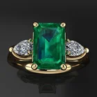 Модное роскошное популярное зеленое квадратное кольцо Gu Li с кристаллами золотого цвета, Женское Обручальное кольцо, аксессуары