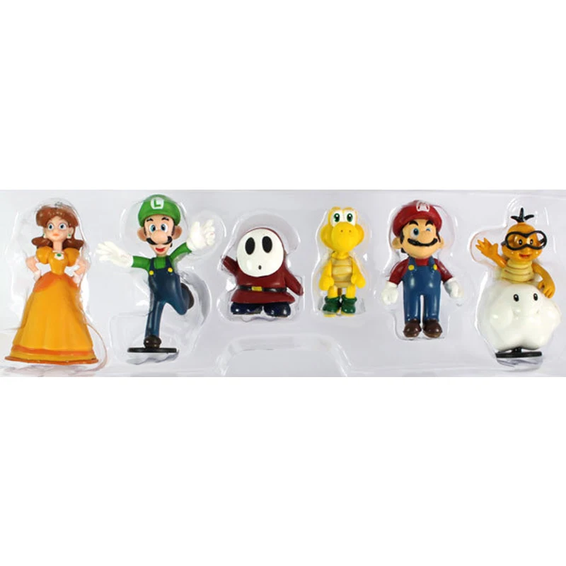 6 шт./компл. 3-7 см Super Mario Bros ПВХ Фигурки игрушки куклы Марио Луиджи Йоши гриб Донки Конг в подарочной коробке Прекрасный подарок для детей - Цвет: Yellow no box