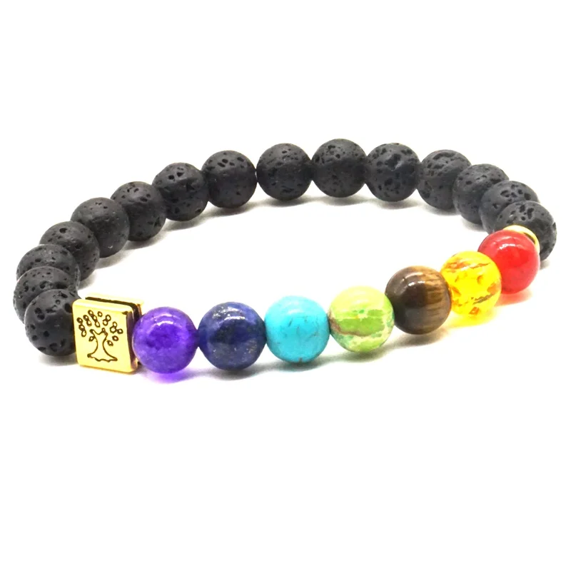 8 мм Лава камень квадратное Древо Жизни 7 Чакра исцеляющий баланс бусины рейки