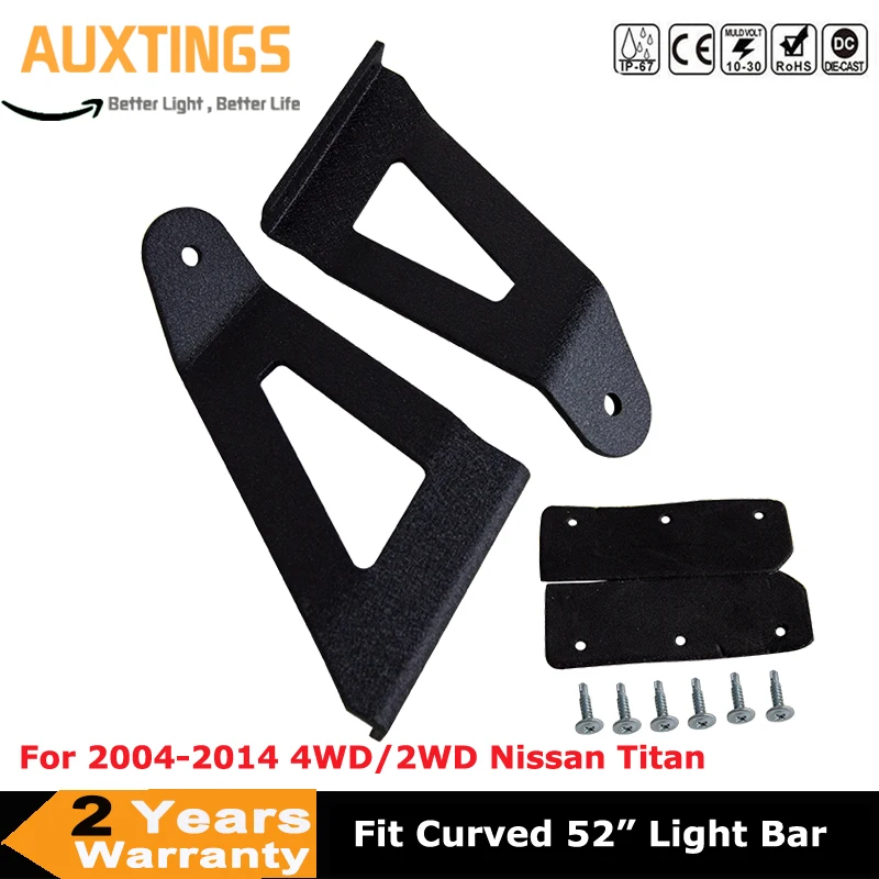

Curved 52" LED Light Bar Upper Windshield Mounts Bracket for 2004-2014 4WD/2WD Nissan Titan