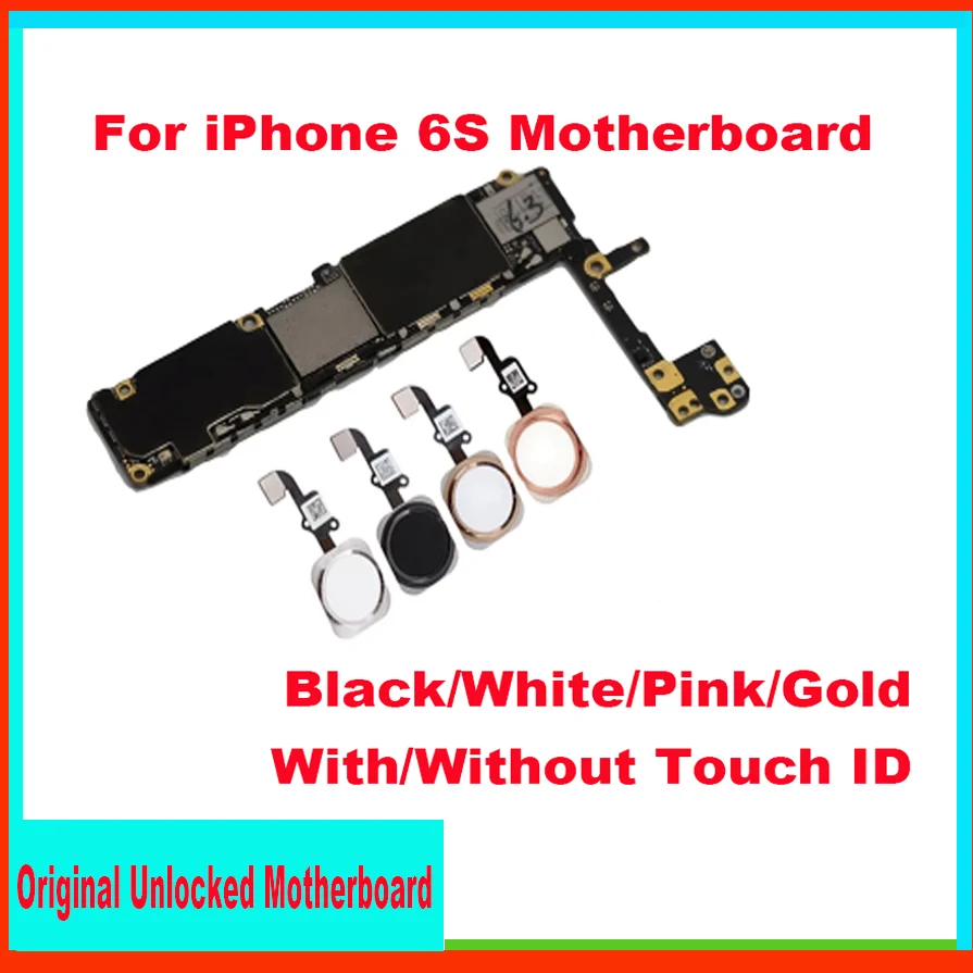 

For iPhone 6S 4.7" Motherboard 16GB 64GB 128GB Motherboard Original Unlocked For iphone 6S Logic board With/Without Touch ID
