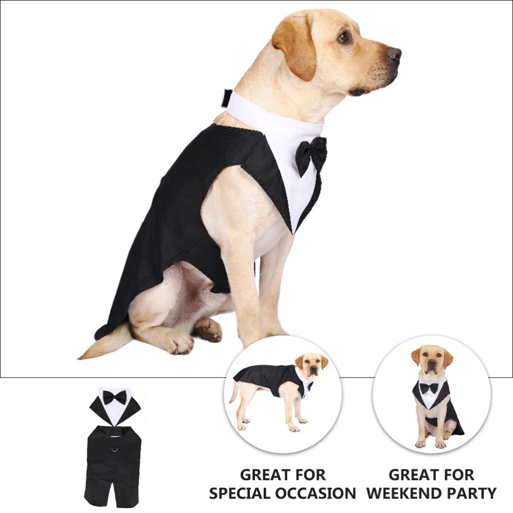 

Puppy Cotton Tuxedo Suit Wedding Party Formal Suit Dog Wedding Bow Tie Shirt