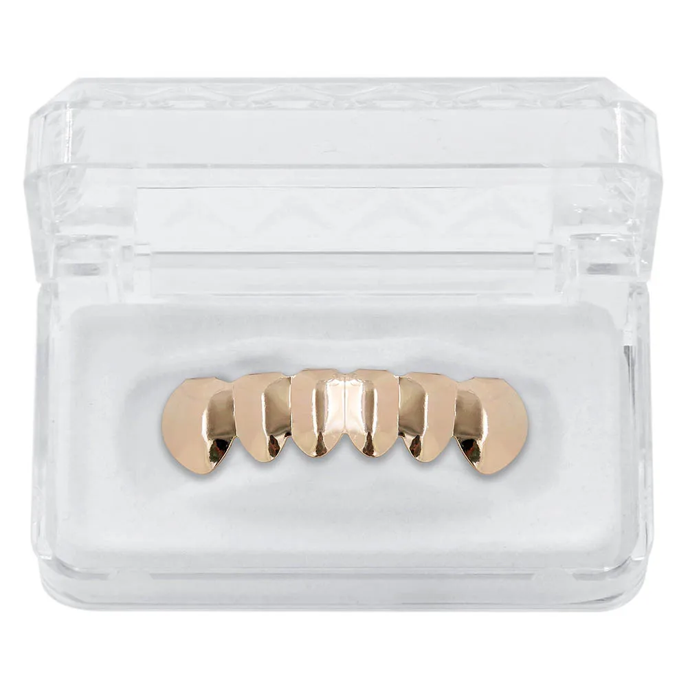 Rose Gold Bottom GUCY пользовательский подходят золото посеребренные хип-хоп ЗУБЫ Grillz верхней и нижней вампира зубы-клыки грили Шапки Набор с силиконовым - Окраска металла: Rose Gold Bottom