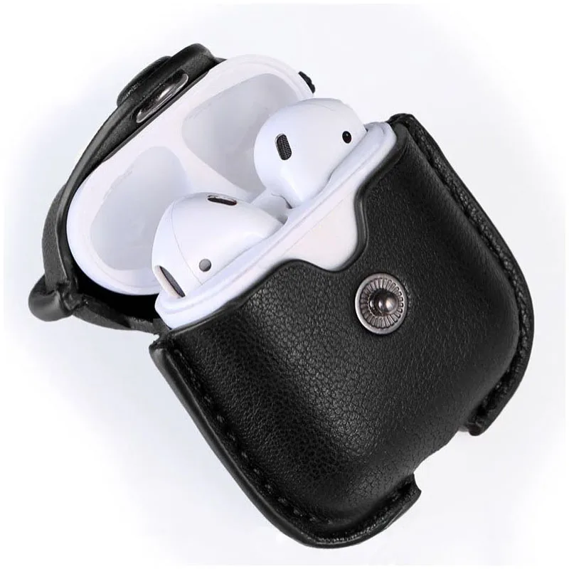 Для AirPods кожаный чехол Bluetooth беспроводные наушники защитный с крючком анти осень