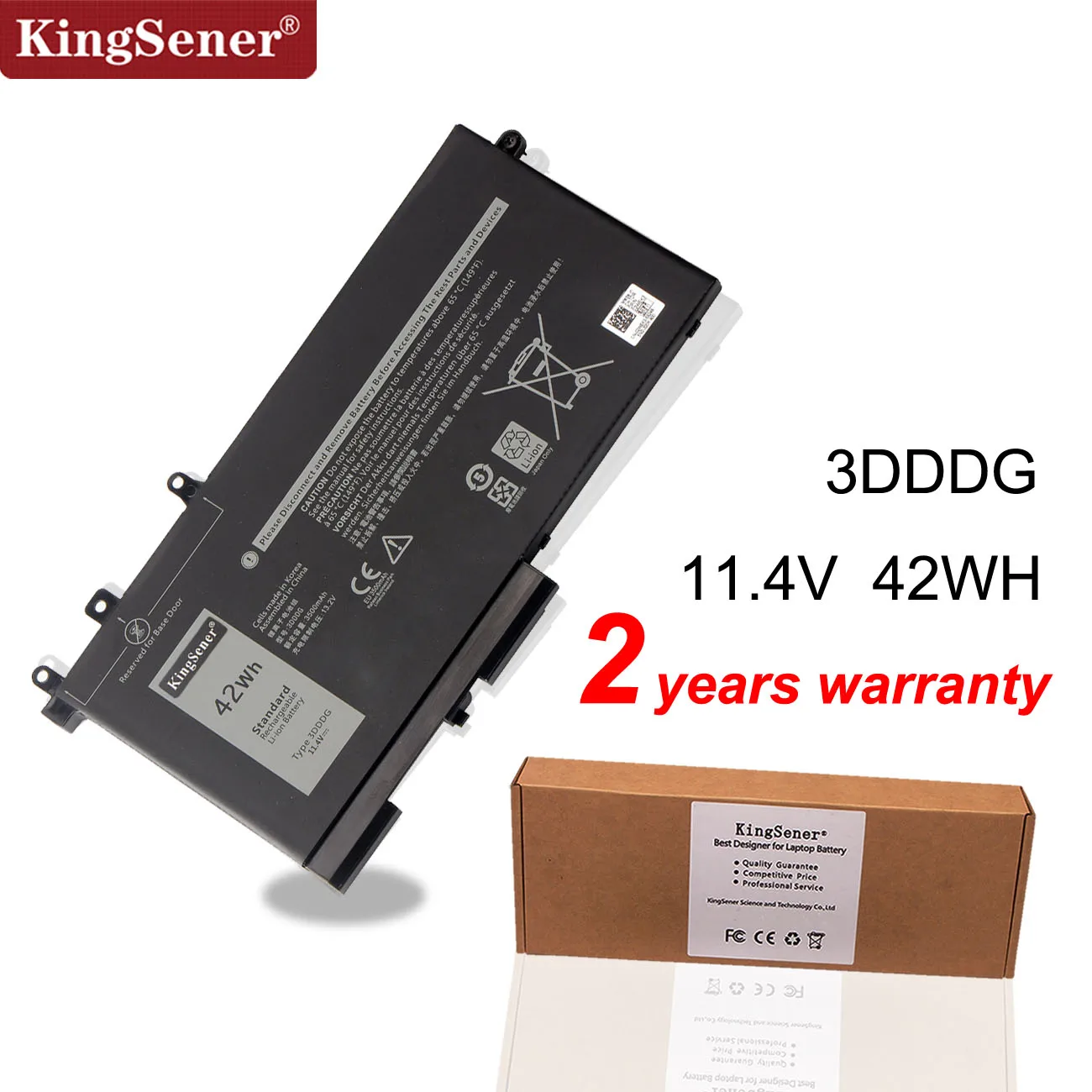 

KingSener 3DDDG Battery For Dell Latitude E5280 E5480 E5580 E5290 E5490 E5491 E5591 E5495 P27S Series 080JT9 03VC9Y 00JWGP 42Wh