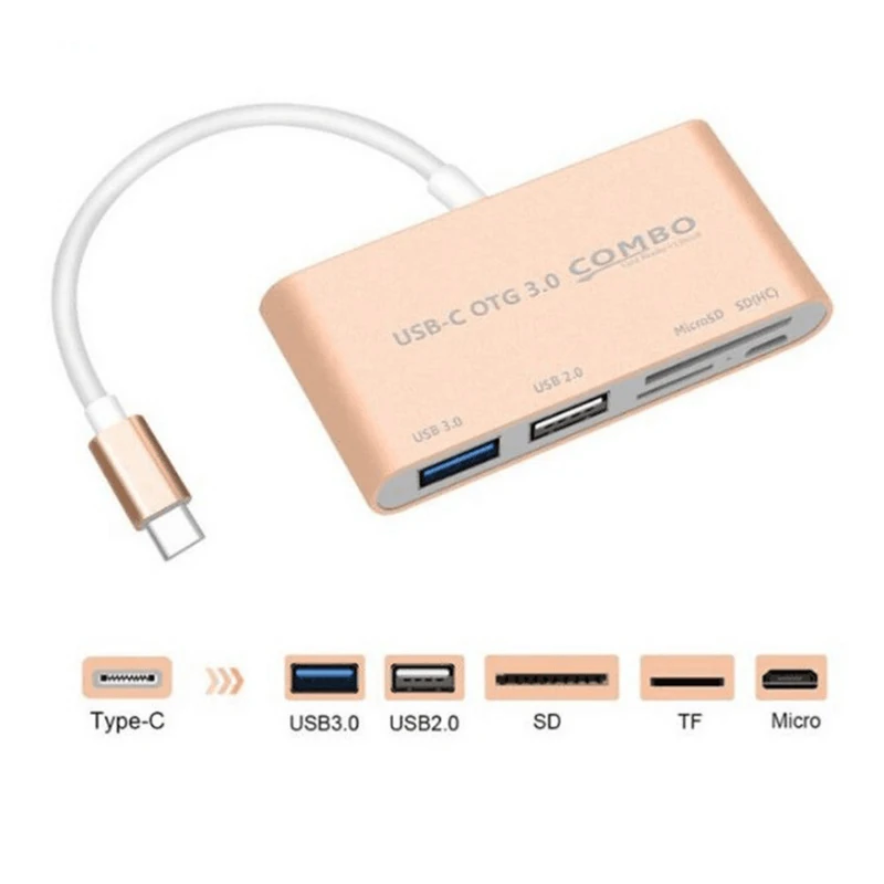 Chielecnal кабель Переходник USB C на мульти SD CF MicroSD карты для устройства чтения sd карт