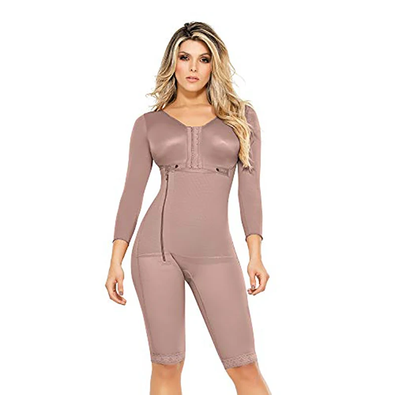 Women's Body Shaper Skims fajas Side Zipper Long Sleeve Tummy Control Corsetto Hyper Compression Gorset Shapewear Postoperative