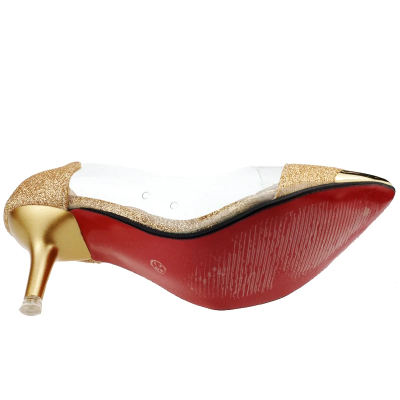 

Fashion Pointed Toe Glitter Ladies Gorgeous Wedding Bridal Evening Party Kitten High Heels Shoes Plus Size Black Gold Silver