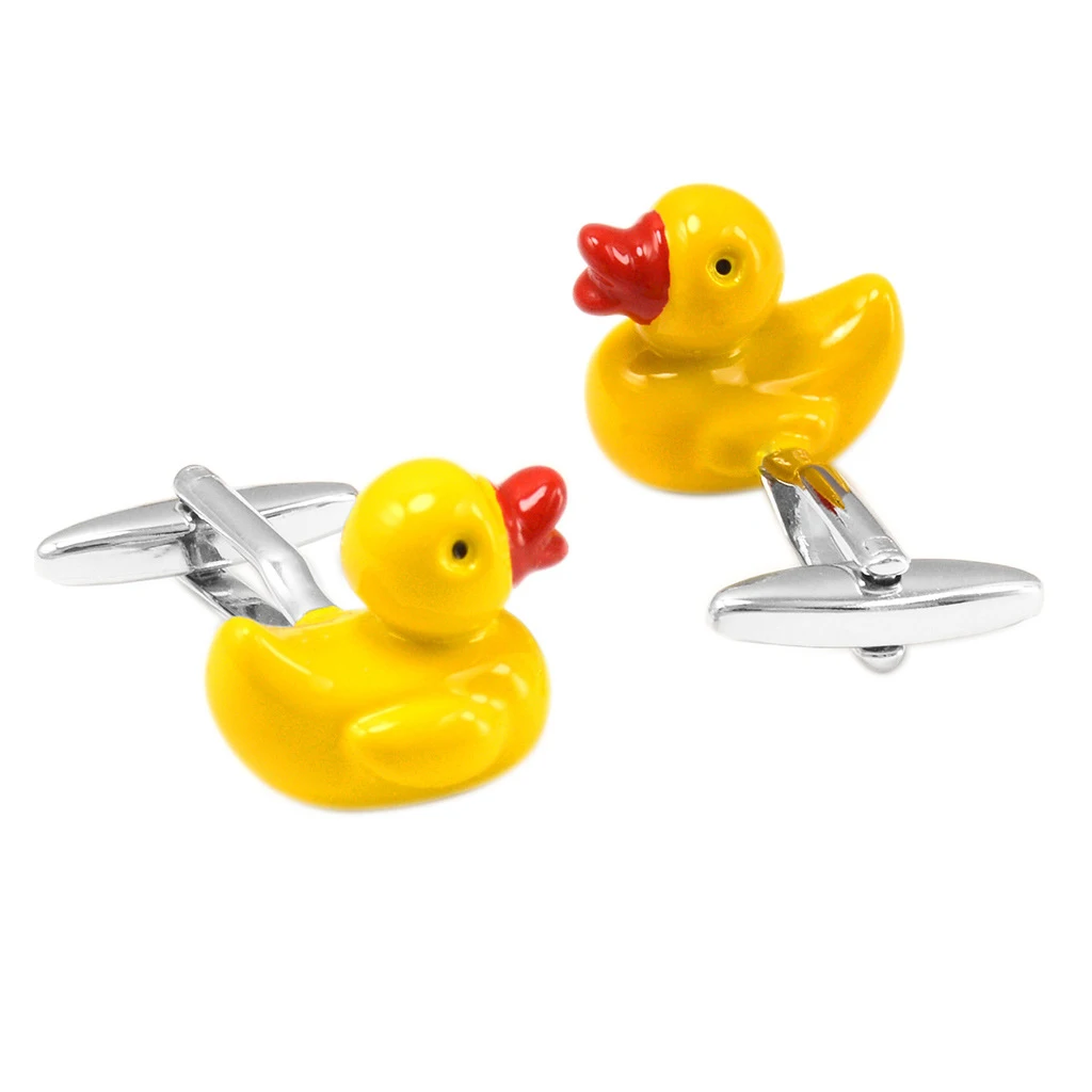 Kemstone Милая желтая утка дизайн серебряный цвет запонки модные подарки
