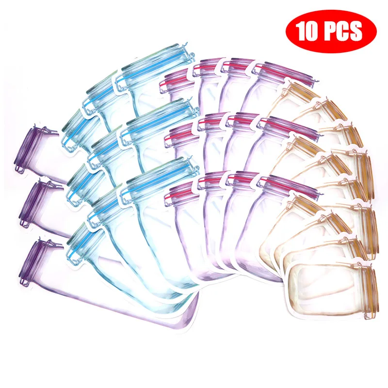 

10/12 Pieces Reusable Jar Bag Candy Food Storage Portable Seal Nut Snack Organizer