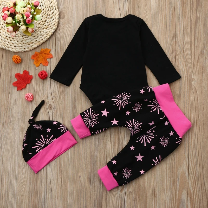 Новогодняя одежда 2020 наряды боди с надписью для маленьких девочек штаны и шапка