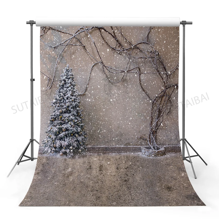 

Snow Portrait Backdrop for Photography Vinyl Snowflake Background Photo Booth Studio Christmas Tree Photocall Fondos Winter Prop