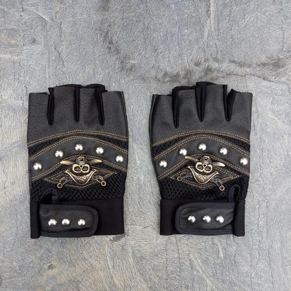 

New 1Pcs Half Finger Cycling Gloves Men Universal Faux Leather Gym Weight Lifting Mittens Fingerless Sunscreen Driving Gloves