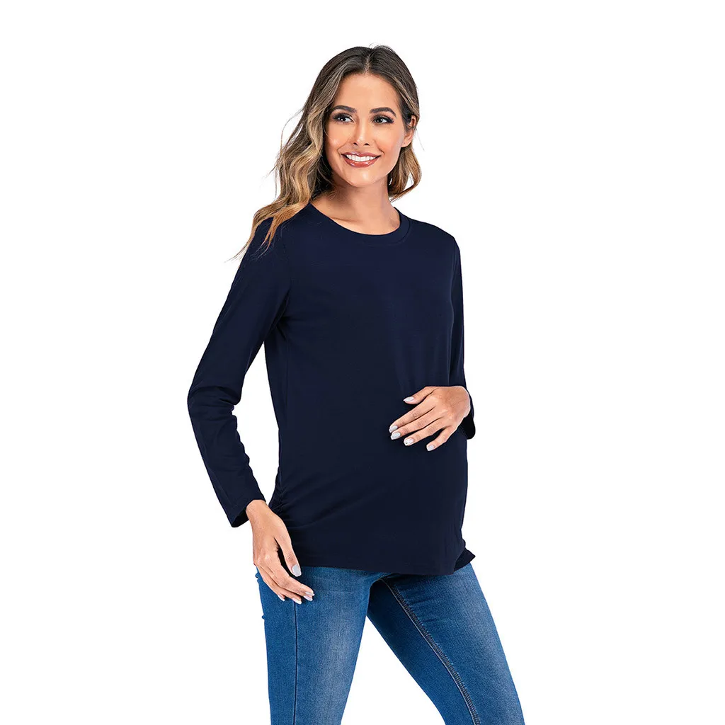 maternity clothes Long Sleeve pregnant Nursing top blouse breastfeeding pregnancy loose solid for women ZJ | Мать и ребенок