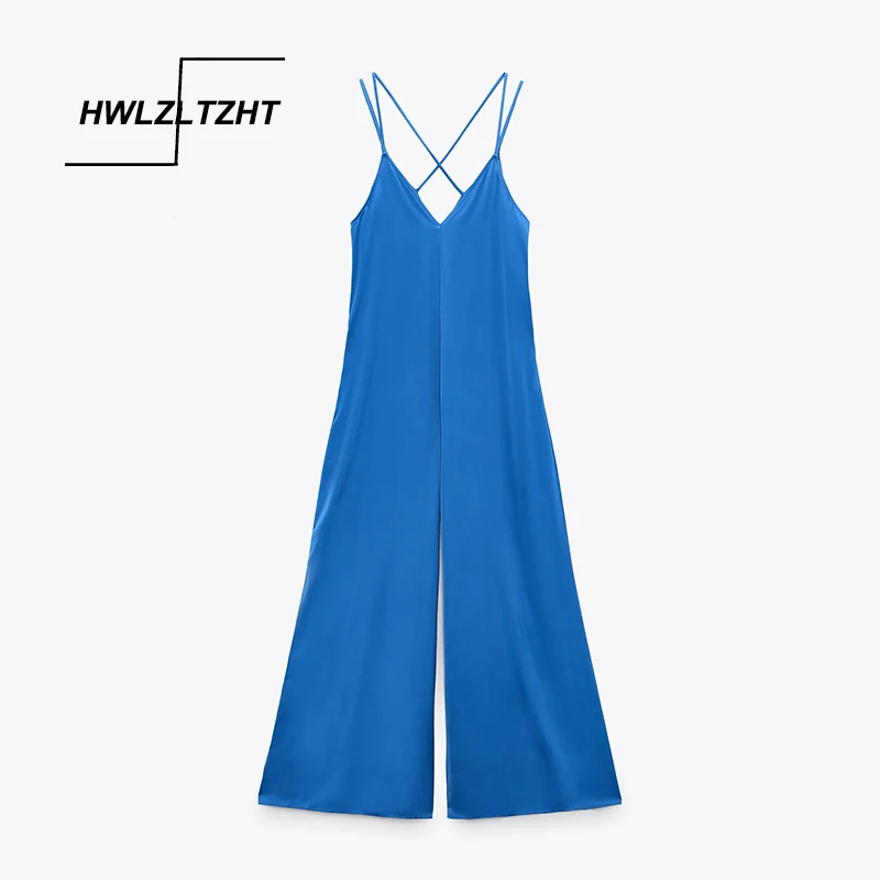 

HWLZLTZHT женские комбинезоны 2021 женские летние свободные Атлас повседневная одежда сексуальный комбинезон без рукавов размера плюс, штаны спо...