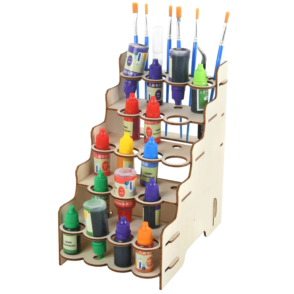 Деревянная модульная Подставка для хранения чернил в бутылках держатель кистей