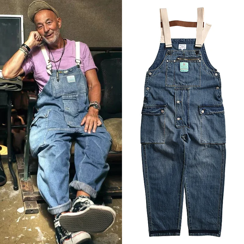 Ins Sping Wild American Street Overalls Fashion Trend Couple Loose Straight Pocket Bib Men's Overalls Casual Trousers Jumpsuit
