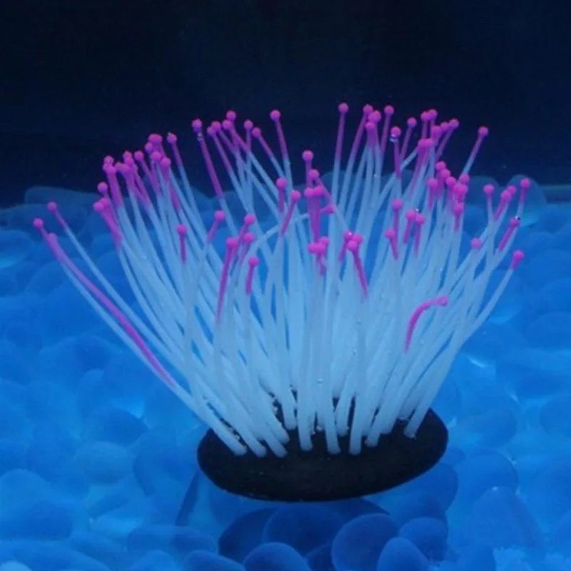 Artificial Fish Tank Plant Grass Aquarium Equipment Decoration Ornaments Landscaping Simulation Water Plants Fluorescent Anemone | Дом и сад