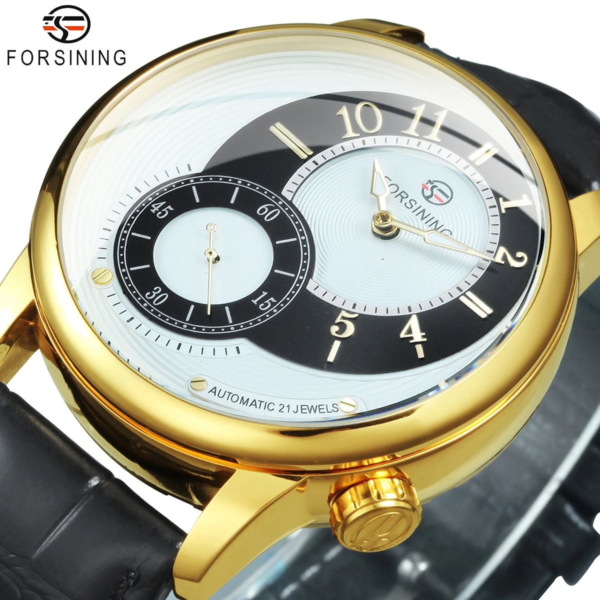 

Часы наручные Forsining Мужские механические, Автоматические классические брендовые Роскошные светящиеся с кожаным ремешком