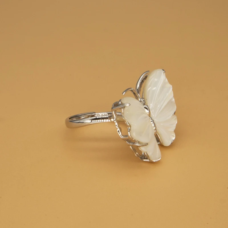 Кольцо MIQIAO с большой бабочкой женское ювелирное изделие из натурального белого и