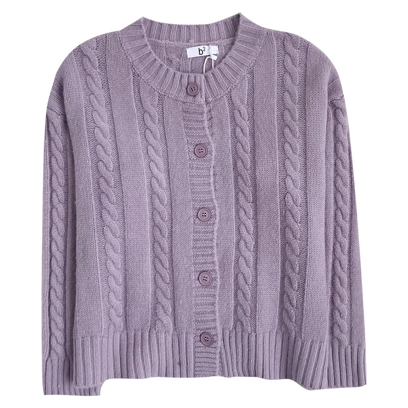 Unif Cardigan Super Gentle Milk White Girl Twist Winter Round Neck Loose Soft Waxy Warm Sweater Jum |