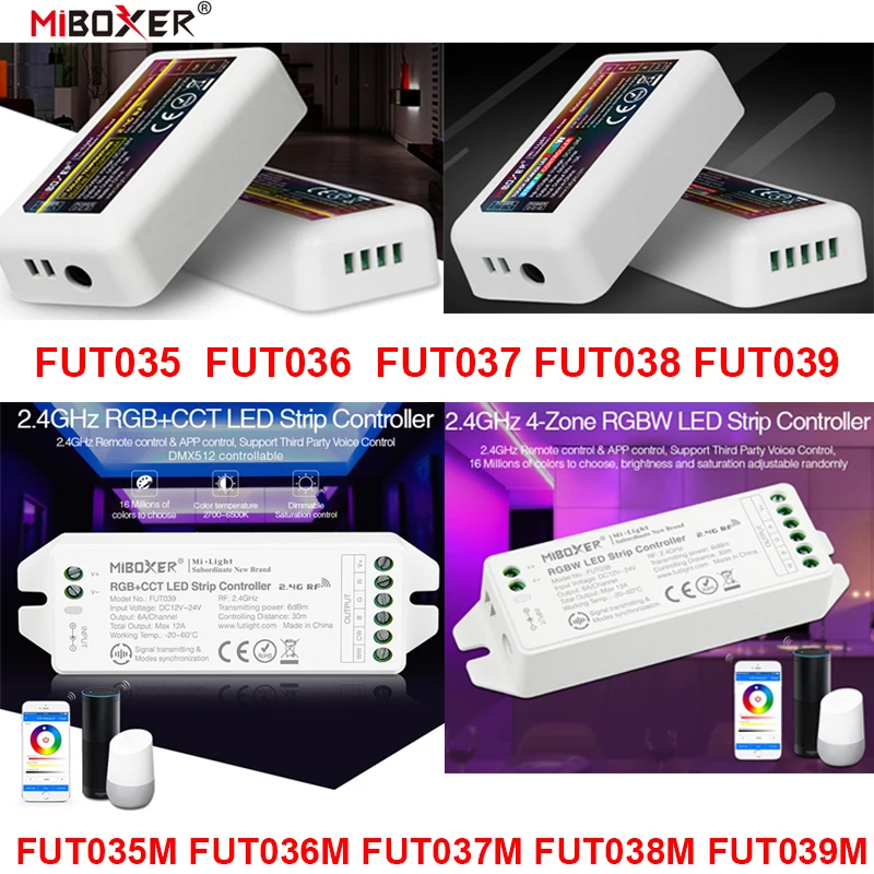 Miboxer (Upgraded) FUT035 FUT036 FUT037 FUT038 FUT039 LED Controller Dimmer For Single Color CCT RGB RGBW RGB CCT LED Strip