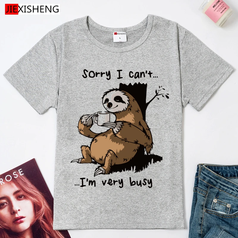 С героями мультфильмов с принтом &quotЛенивец&quot для женщин футболка 2020 размера