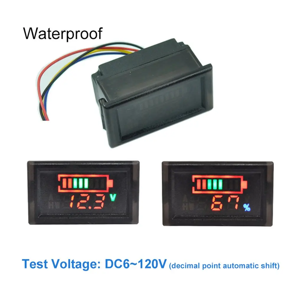 Waterproof Electricity and Voltage Dual Meter Tester Battery Power Digital Display Voltage Meter Electric Car Voltmeter