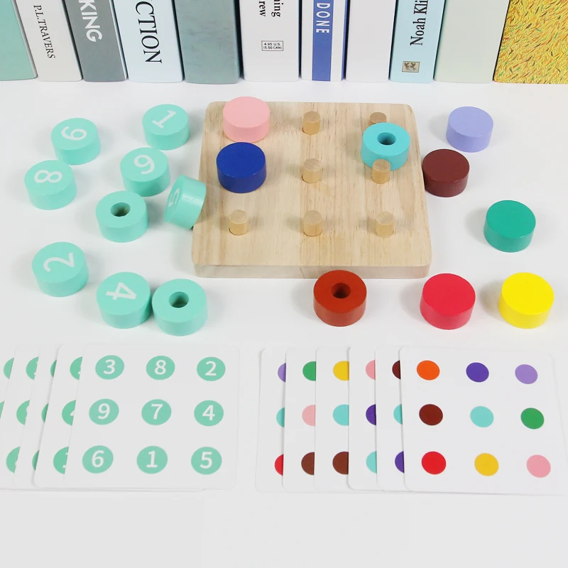 

Puzzle Bottle Cap Game Montessori Card color matching blocks toy Baby grasping toy color Cognition