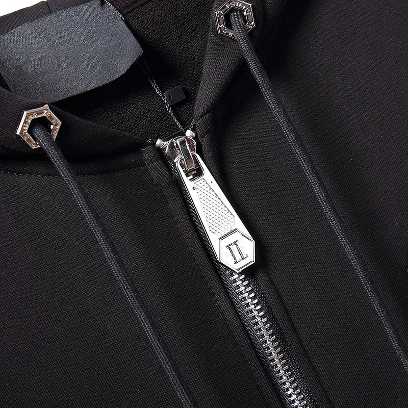 fashion sweater mens skull wing hot water drill plein planck pp german fashion brand hooded cardigan slim qp european street free global shipping