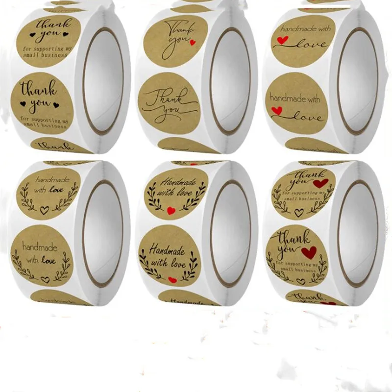 

500 шт., натуральные крафтовые наклейки ручной работы