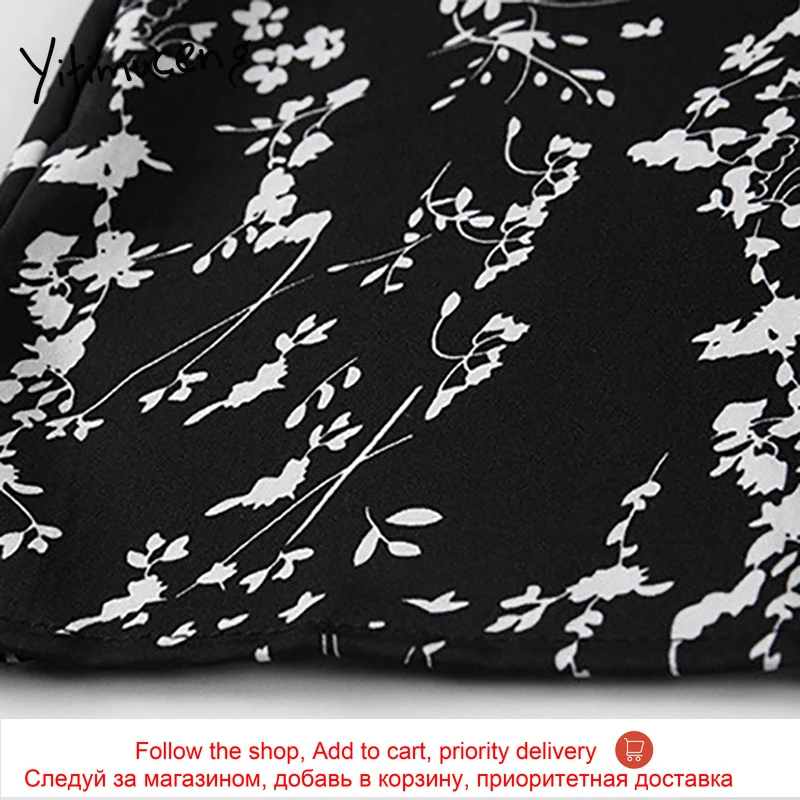 

Yitimuceng Boho Floral Print Dresses For Women Vintage Button Up High Waist Black Sundress 2021 Spring Fashion New Midi Dress